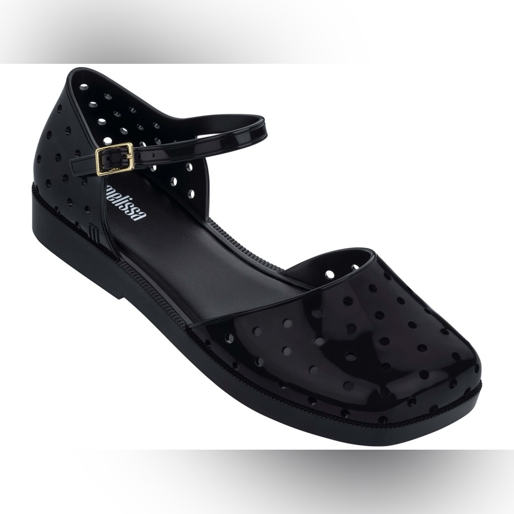 Mel by Melissa Square Mary Jane Flat Jelly Sandals Girls 2 Black